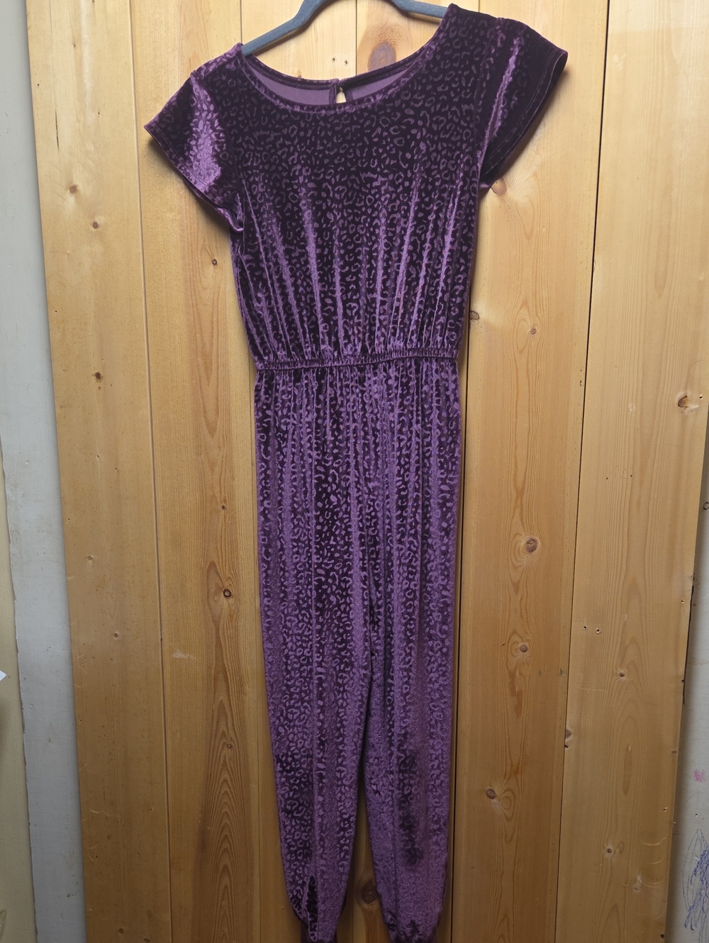 SO Purple Velvet Animal-Print Jumpsuit